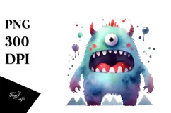 Funny Simple Monster Watercolor PNG Product Image 1