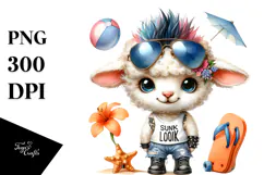 Energetic Lamb Dressed for the Beach PNG Product Image 1