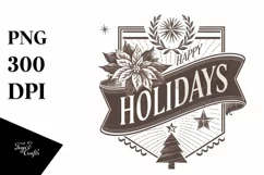 Retro Happy Holidays Clipart PNG Product Image 5
