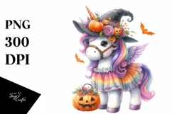 Dressed Unicorn for Halloween | Pastel Watercolor Product Image 3