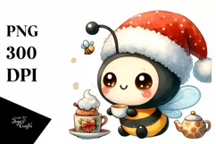 Baby Bee with Santa Hat PNG Product Image 1