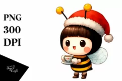 Baby Bee with Santa Hat PNG Product Image 3