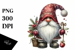 Watercolor Christmas Gnome, Transparent PNG Product Image 3