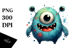 Funny Monster Watercolor PNG Product Image 1