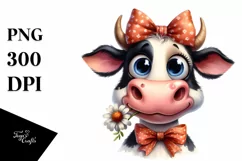 Cow Confused Bow Cow Portrait | Clipart Product Image 3