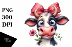 Cow Funny Bow Cow Portrait | Clipart Product Image 1