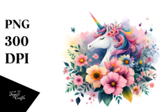 Colorful Unicorn Flower | Sublimation | Clipart Product Image 1