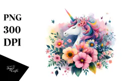 Colorful Unicorn Flower | Sublimation | Clipart Product Image 1