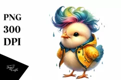Proud Chicken with Cool Haircut, Raincoat Theme, PNG Product Image 3