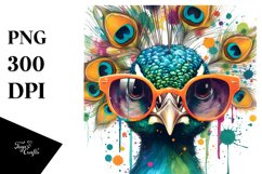 Quirky Colorful Peacock Sunglasses | Sublimation | Clipart Product Image 3
