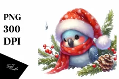 Cute Baby Parrot with Christmas Tree PNG Product Image 1