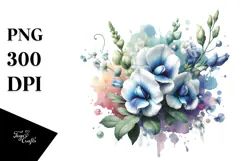Sweet Pea Watercolor PNG Product Image 1