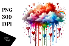 Colorful Heart with Wings PNG Product Image 1