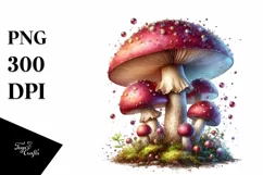Shiny Mushroom Watercolor Illustration, PNG Product Image 3