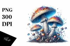 Shiny Mushroom Watercolor Illustration, PNG Product Image 1