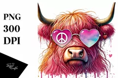Colorful Heart Sunglasses Art PNG Product Image 1