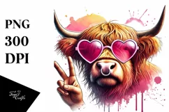 Colorful Heart Sunglasses Art PNG Product Image 1