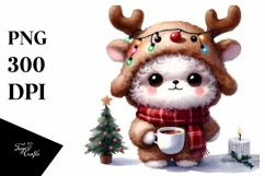 Baby Bichpoo with Reindeer Horns PNG Product Image 3