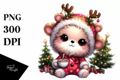 Baby Bichpoo with Reindeer Horns PNG Product Image 1