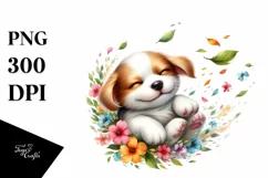 Colorful Cute Dog Tumbling with Petals in the Wind | Product Image 3