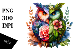 Vibrant Watercolor Owl with Flowers, 20 oz Tumbler Product Image 1