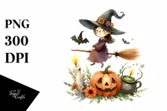 Simple Funny Witch Clipart, Halloween Theme, PNG Product Image 3
