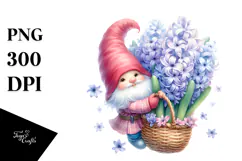 Floating Gnome with Hyacinth PNG Product Image 1