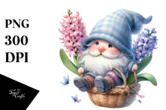 Floating Gnome with Hyacinth PNG Product Image 1