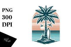 Retro Tropical Tree Surf T-Shirt Vector PNG Product Image 1