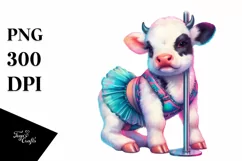 Watercolor Baby Cow Pole Dancer PNG Product Image 3