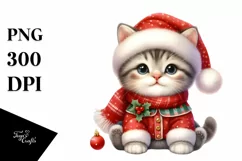 Cute Baby Cat Dressed for Christmas PNG Product Image 3