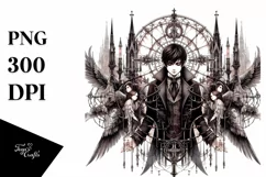 Detailed Watercolor Gothic Boy Clipart Product Image 3
