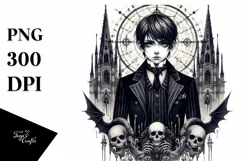 Detailed Watercolor Gothic Boy Clipart Product Image 1