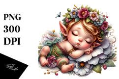 Adorned Baby Gnome Sleeping PNG Product Image 1