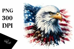 Detailed Watercolor Patriotic Bald Eagle Usa Colors Clipart Product Image 1