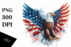 Detailed Watercolor Patriotic Bald Eagle Usa Colors Clipart Product Image 1