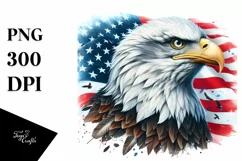 Detailed Watercolor Patriotic Bald Eagle Usa Colors Clipart Product Image 3