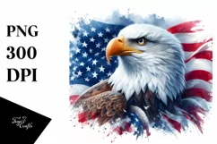Detailed Watercolor Patriotic Bald Eagle Usa Colors Clipart Product Image 1