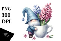 Cute Baby Gnome with Hyacinth Cup PNG Product Image 1