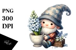 Cute Baby Gnome with Hyacinth Cup PNG Product Image 1