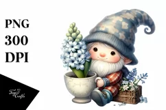 Cute Baby Gnome with Hyacinth Cup PNG Product Image 1