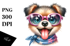 Playful Puppy with Sunglasses PNG Product Image 1