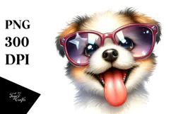 Cute Puppy with Sunglasses PNG Product Image 1