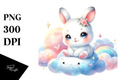 Colorful Baby Rabbit Watercolor Clipart Product Image 3