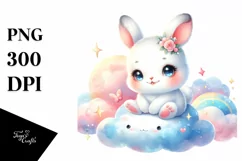 Colorful Baby Rabbit Watercolor Clipart Product Image 3