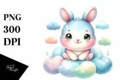 Colorful Baby Rabbit Watercolor Clipart Product Image 3