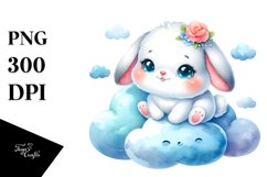 Colorful Baby Rabbit Watercolor Clipart Product Image 3