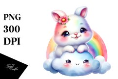 Colorful Baby Rabbit Watercolor Clipart Product Image 3