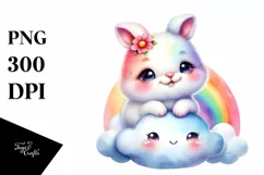 Colorful Baby Rabbit Watercolor Clipart Product Image 3