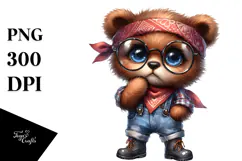 Expressive Baby Bear with es | Sublimation | Clipart Product Image 1